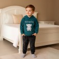 بجامة شتوية (قطعتين) بأكمام طويلة للأطفال لون أخضر ورمادي