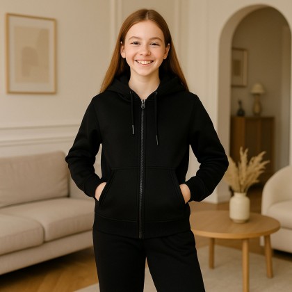 بجامة فليز بأكمام طويلة للأطفال لون أسود