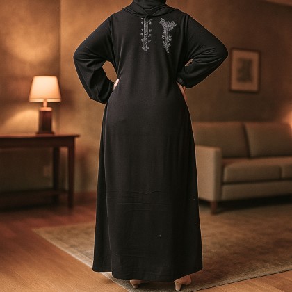 دشداشة للنساء بتصميم قبة دائرية لون أسود