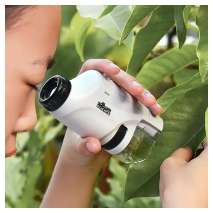 مجهر مختبر لطلاب المدارس محمول باليد ويعمل بالبطارية مع ضوء LED نسبة تكبير تبلغ من 60- 120 يوفر هذا المجهر صورا واضحة ومفصلة للأشياء الصغيرة