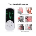 جهاز تحفيز العضلات الكهربائي EMS  محمول - مع 4 لزقات وشاشة عرض LCD لتخفيف الام الجسم كالرقبة والظهر - ذات 6 مستويات مساج