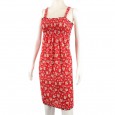 فستان صيفي قصير للنساء مورد لون احمر One Size