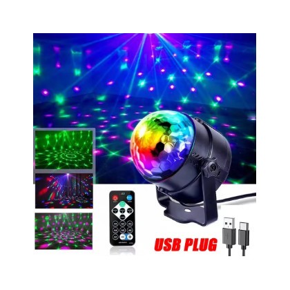 كرة الديسكو المضيئة مع جهاز تحكم عن بعد تعمل من خلال سلك شحن USB- بقوة 6 واط
