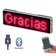 شارة اسم LED علامة حمراء  عن طريق البلوتوث - قابل لإعادة الشحن بسلك USB يعمل عبر تطبيق الهاتف المحمول Android iOS