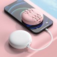 باور بانك محمول سعة 20000 ميلي أمبير مع مرآة - ذات 3 أسلاك مدمجة USB ومايكرو و  Lightining و Type C - حجم وسط