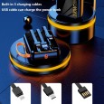 باور بانك محمول صغير سعة 5000 ميلي أمبير - ذات ثلاثة كابلات مدمجة USB و  Lightining و Type C 
