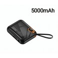 باور بانك محمول صغير سعة 5000 ميلي أمبير - ذات ثلاثة كابلات مدمجة USB و  Lightining و Type C 