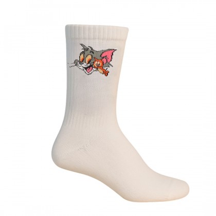 جراب لون أبيض بتصميم توم & جيري