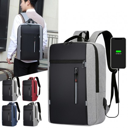 شنتة لابتوب ظهر للرجال مع مدخل USB ومقاومة لرذاذ الماء  وخفيفة الوزن - مناسبة للابتوب حجم 15.6 بوصة - لون أسود مع سكني - ماركة CHREPOE