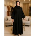 عباية لون أسود أكمام زمم