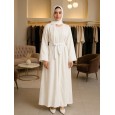 عباية لون أبيض قطعتين مع شال