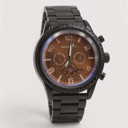 ساعة معدنية للرجال لون أسود