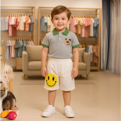 طقم قطعتين للأطفال لون سكني