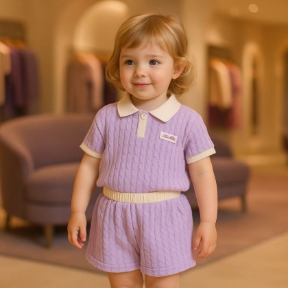 طقم قطعتين للأطفال لون بنفسجي