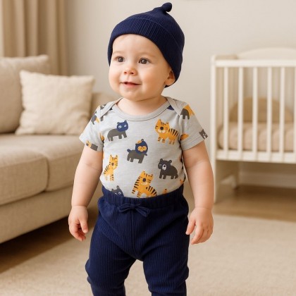 طقم للأطفال 4 قطع لون سكني