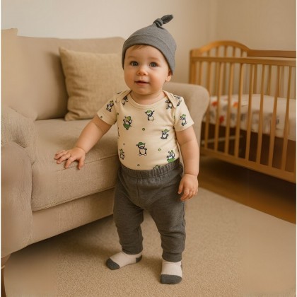 طقم للأطفال 4 قطع لون بيج و سكني