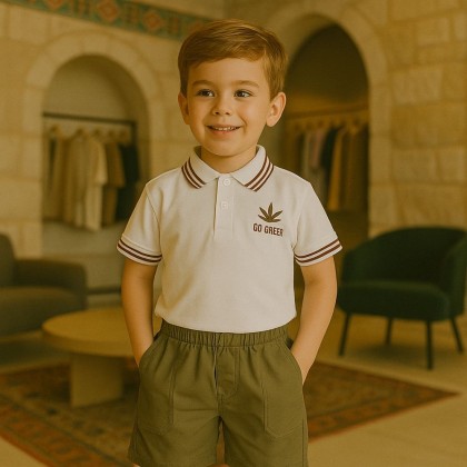 طقم قطعتين للأطفال لون أبيض