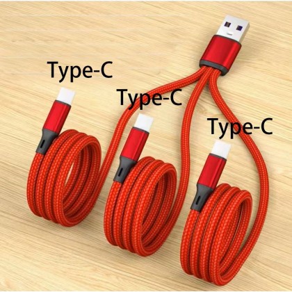 كيبل شحن USB 3 في 1 مدخل Type C - طول 1.3 متر - سلك متين وقوي - سهولة شحن أكثر من جوال في ذات الوقت
