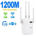 موسع نطاق Wifi مع 4 أنتينات - مع منفذين LAN - معيار نقل الواي فاي 802.11n - معدل نقل شبكة 5G Wi-Fi يصل الى 300 Mbps - قابس أوروبي-  لون أبيض