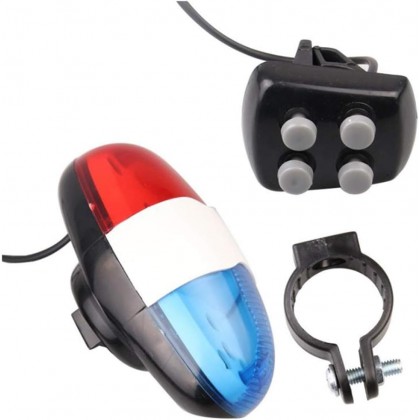 جرس  للدراجة بـ 6 إضاءات LED و 4 نغمات إلكترونية ومكبر صوت خلفي - يعمل بالبطارية- مناسب للدراجات ذات أنبوب بقطر أقل من 24 ملم