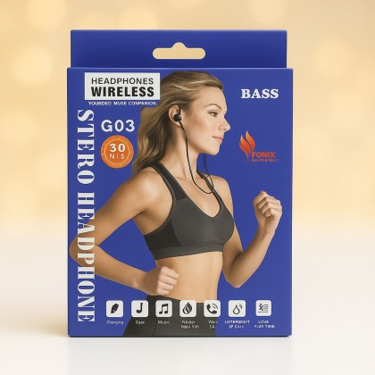سماعات رأس لاسلكية من فونيكس لون أسود - Fonix G03 headphones wireless