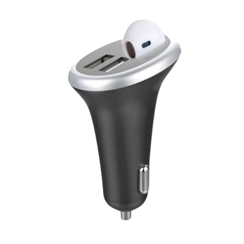 Bluetooth earphone car charger 2in1 - شاحن سيارة بلوتوث مع سماعة 2 في 1 لون أسود