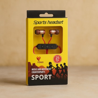 سماعات اذن لاسلكية من فونيكس لون أسود و أحمر- Fonix Sport Headset