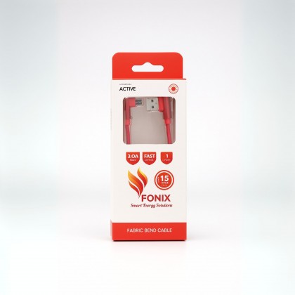 كابل فابريك بيند ميكرو يو اس بي كابل من فونيكس طول 1 متر- Fonix Micro to USB Fabric Bend Cable 1 m