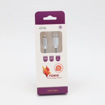 كابل ايفون يو اس بي تايجر كابل من فونيكس طول 1 متر- Fonix Iphone to USB Tiger Cable 1 m