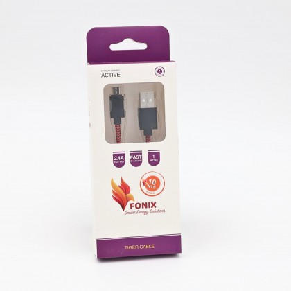 كابل ميكرو و يو اس بي تايجر من فونيكس طول 1 متر- Fonix Micro to USB  Tiger Cable 1 m