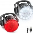 مصابيح خلفية وأمامية تعمل بالشحن للدراجات  MTB مقاوم للماء - حجم صغير - عدد 2 ضوء أحمر وأبيض