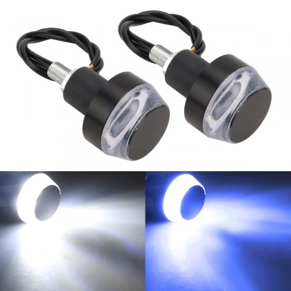 أضواء إشارة الانعطاف Led لمقود الدراجات النارية - ضوء أزرق وأبيض عدد 2 - ذات إضاءة ساطعة وواضحة مما يضمن رؤية الدراجة النارية من مسافة بعيدة 12 فولت 
