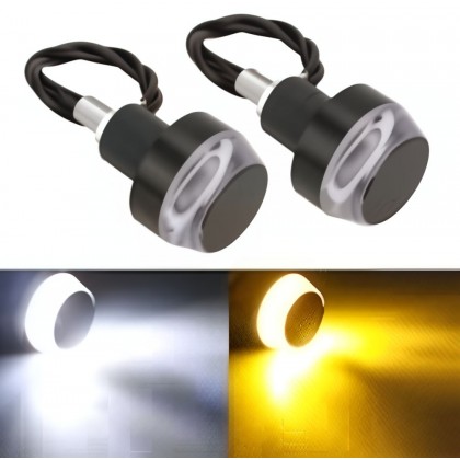 أضواء إشارة الانعطاف Led لمقود الدراجات النارية - ضوء أصفر وأبيض عدد 2 - ذات إضاءة ساطعة وواضحة مما يضمن رؤية الدراجة النارية من مسافة بعيدة 12 فولت 