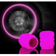 بكج 8 قطع إضاءة LED لإطارات السيارات والدراجات - متوهجة في الظلام - مقاوم للماء وضد التآكل - لون زهري