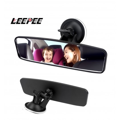 مرآة الرؤية الامامية للسيارة لتوسيع مدى الرؤية من  LEEPEE- بزاوية واسعة تدور 360 درجة قابلة للتعديل - يتم تثبيتها على زجاج السيارة مقاس 240 *65 ملم