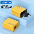 عظمة شحن 4 مداخل، 2 USB و2 Type C بقوة 120 واط، متوافق مع هواتف شاومي هواوي وأيفون 14 و15