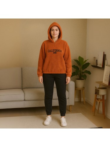 طقم ستاتي فرو خميل لون برتقالي One Size