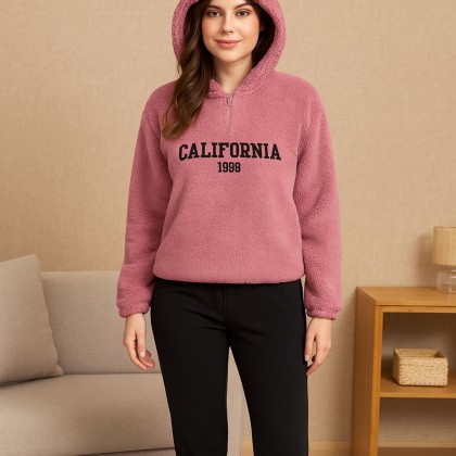 طقم ستاتي فرو خميل لون زهري One Size