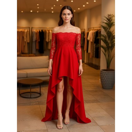 فستان طويل لون أحمر