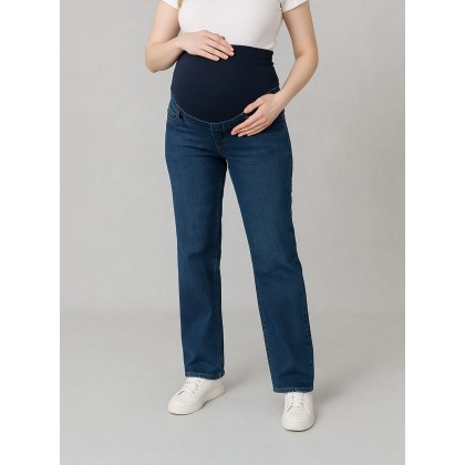 بنطال جينز حمل للنساء لون أزرق غامق