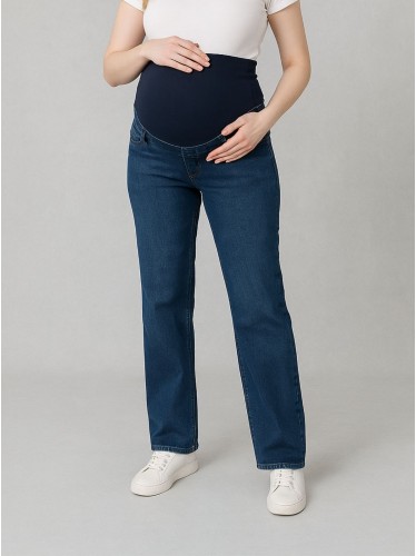 بنطال جينز حمل للنساء لون أزرق غامق