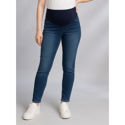 بنطال جينز حمل للنساء لون أزرق غامق