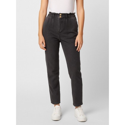 بنطال جينز بوي فريند للنساء لون سكني