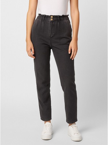 بنطال جينز بوي فريند للنساء لون سكني