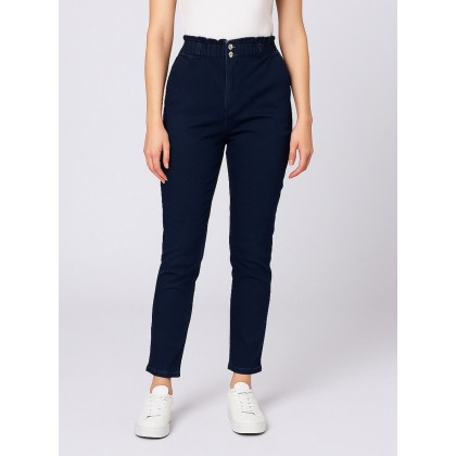 بنطال جينز بوي فريند للنساء لون أزرق غامق