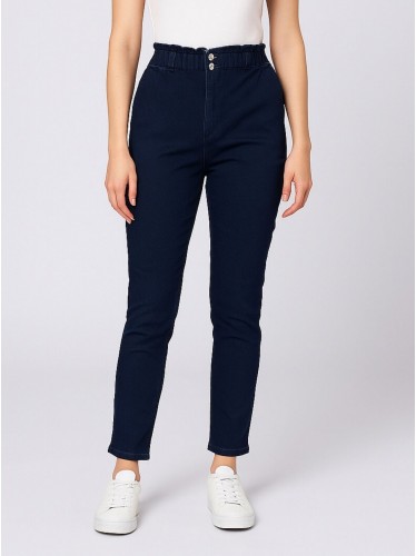 بنطال جينز بوي فريند للنساء لون أزرق غامق