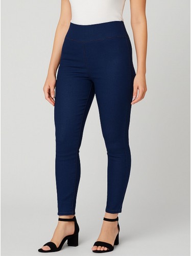 بنطال جينز سكيني للنساء لون أزرق غامق