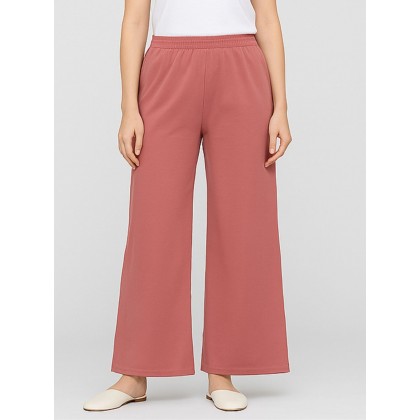 بنطلون قماش الزبدة البيتي المريح ستاتي لون زهري غامق