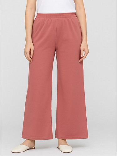 بنطلون قماش الزبدة البيتي المريح ستاتي لون زهري غامق