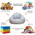 غطاء قماشي أريكة بدون حشو Bean Bag - مثالية لتخزين الالعاب المحشوة أو ملئها بقطن واستخدامها كأريكة مريحة- حجم كبير  - لون رمادي داكن